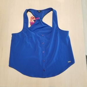 Guess button up racer back crop top